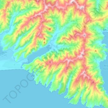 Topografische Karte Little River, Höhe, Relief