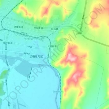 Topografische Karte 东山镇, Höhe, Relief