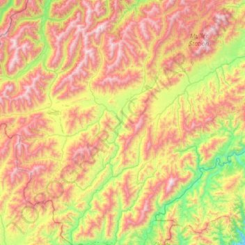 Topografische Karte Acheron River (Malborough), Höhe, Relief