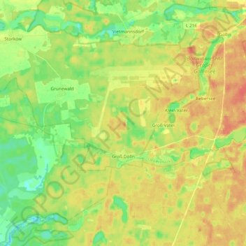Topografische Karte Groß Dölln, Höhe, Relief