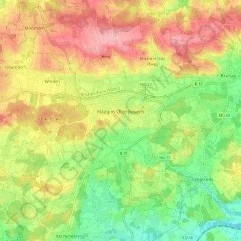 Topografische Karte Haag in Oberbayern, Höhe, Relief