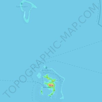 Topografische Karte Bora Bora, Höhe, Relief