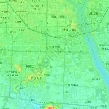 Topografische Karte 盛庄街道, Höhe, Relief