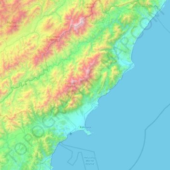 Topografische Karte Kaikōura, Höhe, Relief