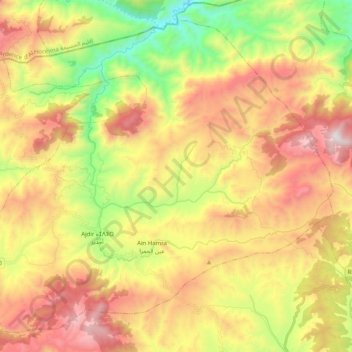 Topografische Karte Ajdir, Höhe, Relief