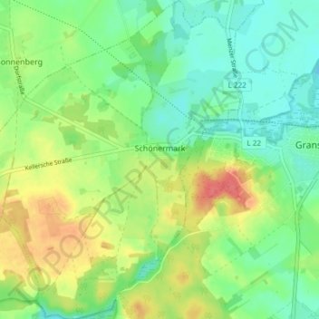 Topografische Karte Schönermark, Höhe, Relief