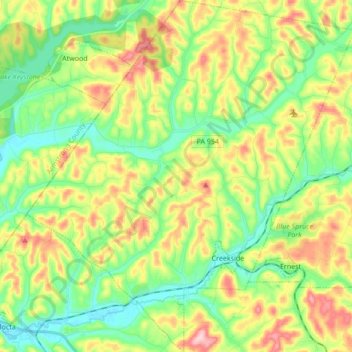 Topografische Karte Washington Township, Höhe, Relief
