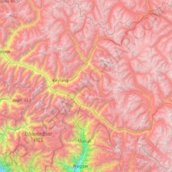 Topografische Karte Lahul, Höhe, Relief