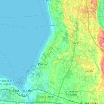Topografische Karte Lazise, Höhe, Relief