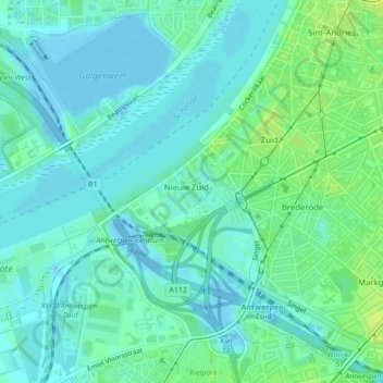Topografische Karte Nieuw Zuid, Höhe, Relief