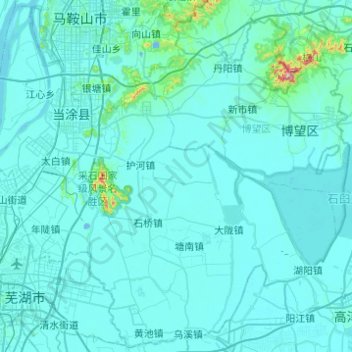 Topografische Karte 当涂县, Höhe, Relief