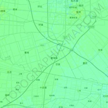 Topografische Karte Caobu, Höhe, Relief