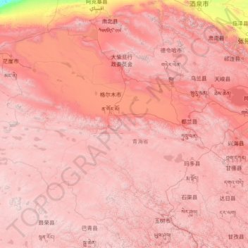 Topografische Karte Haixi Mongol and Tibetan Autonomous Prefecture, Höhe, Relief