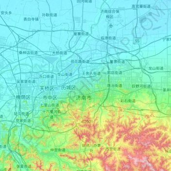 Topografische Karte Gaoxin, Höhe, Relief