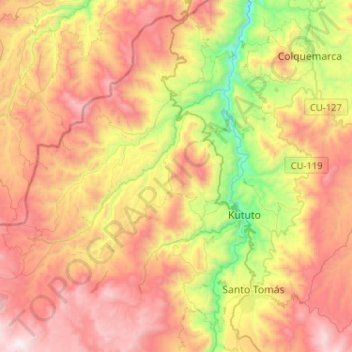 Topografische Karte Quiñota, Höhe, Relief