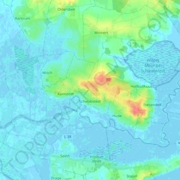 Topografische Karte Schwabstedt, Höhe, Relief