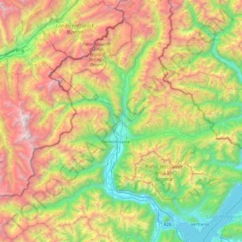 Topografische Karte Toce / Tosa, Höhe, Relief