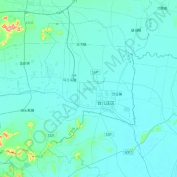Topografische Karte 台儿庄区, Höhe, Relief