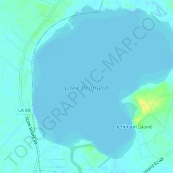 Topografische Karte Lake Peigneur, Höhe, Relief