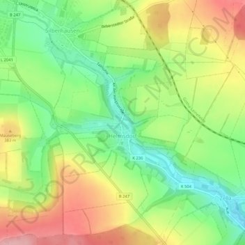 Topografische Karte Helmsdorf, Höhe, Relief