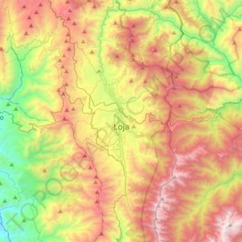 Topografische Karte Loja, Höhe, Relief