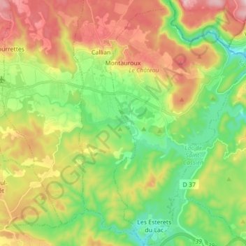 Topografische Karte Montauroux, Höhe, Relief