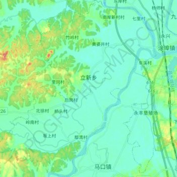 Topografische Karte 立新乡, Höhe, Relief