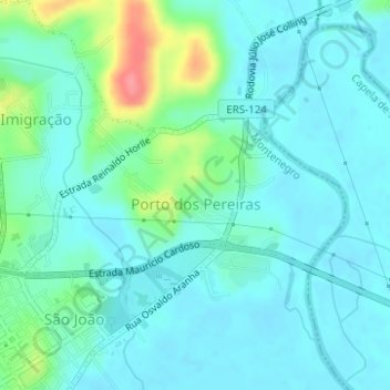 Topografische Karte Porto dos Pereiras, Höhe, Relief