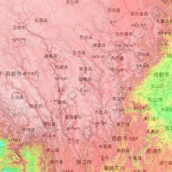 Topografische Karte Jalong, Höhe, Relief
