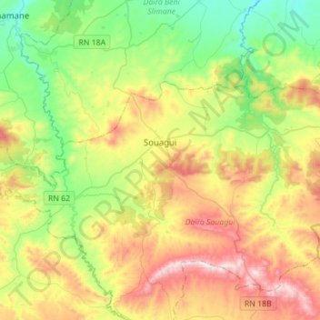 Topografische Karte Souagui, Höhe, Relief