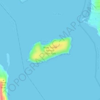 Topografische Karte Hope Island, Höhe, Relief