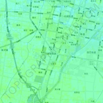 Topografische Karte 南城街道, Höhe, Relief