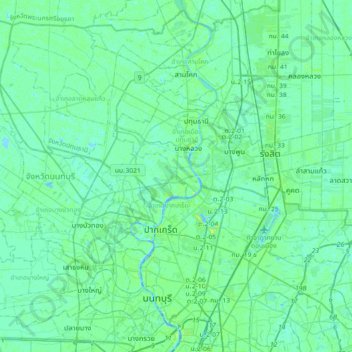 Topografische Karte นนทบุรี, Höhe, Relief