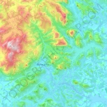 Topografische Karte Burarama, Höhe, Relief