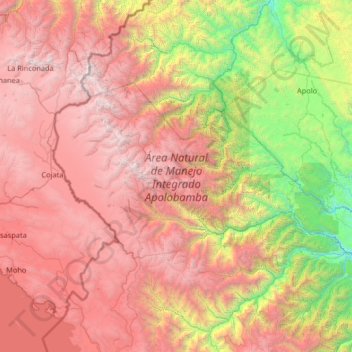 Topografische Karte Área Natural de Manejo Integrado Apolobamba, Höhe, Relief