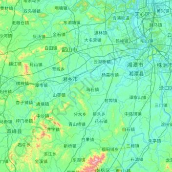 Topografische Karte 湘潭市, Höhe, Relief
