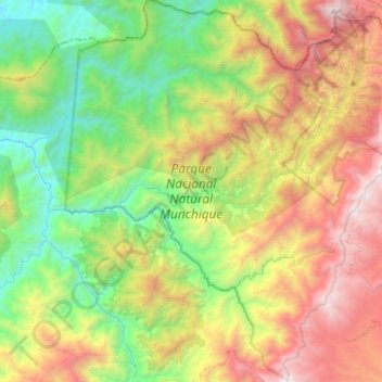 Topografische Karte Parque Nacional Natural Munchique, Höhe, Relief