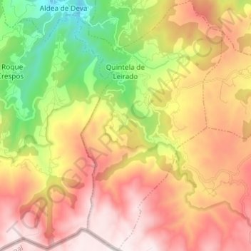Topografische Karte Quintela de Leirado, Höhe, Relief