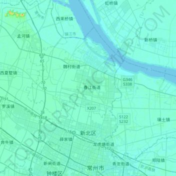 Topografische Karte Xinbei District, Höhe, Relief