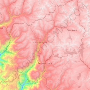 Topografische Karte Castrovirreyna, Höhe, Relief
