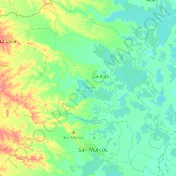 Topografische Karte Caimito, Höhe, Relief