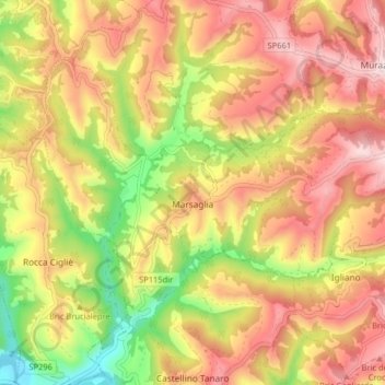 Topografische Karte La Marsaille, Höhe, Relief