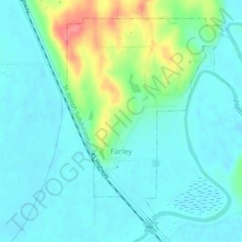 Topografische Karte Farley, Höhe, Relief