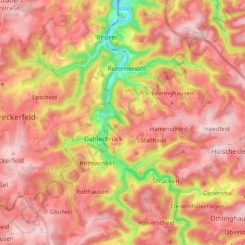 Topografische Karte Schalksmühle, Höhe, Relief