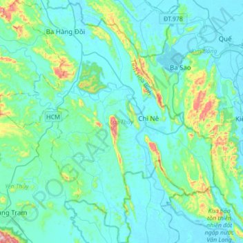 Topografische Karte Lạc Thủy, Höhe, Relief