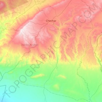 Topografische Karte Chechar, Höhe, Relief