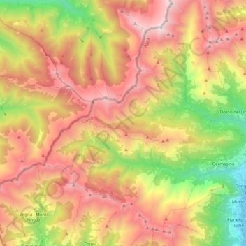 Topografische Karte Gravedona ed Uniti, Höhe, Relief