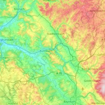 Topografische Karte Landkreis Kulmbach, Höhe, Relief