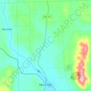 Topografische Karte Mars Hill, Höhe, Relief