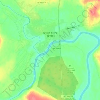 Topografische Karte Кичменгский Городок, Höhe, Relief
